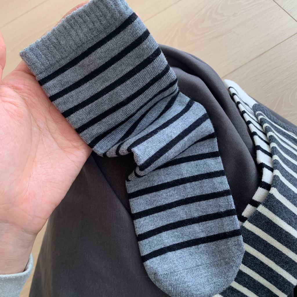 Boneless Wool Socks Mulberry Silk Straight Socks Maillard Striped Stacked Socks Single Needle Medium Tube Women'S Socks