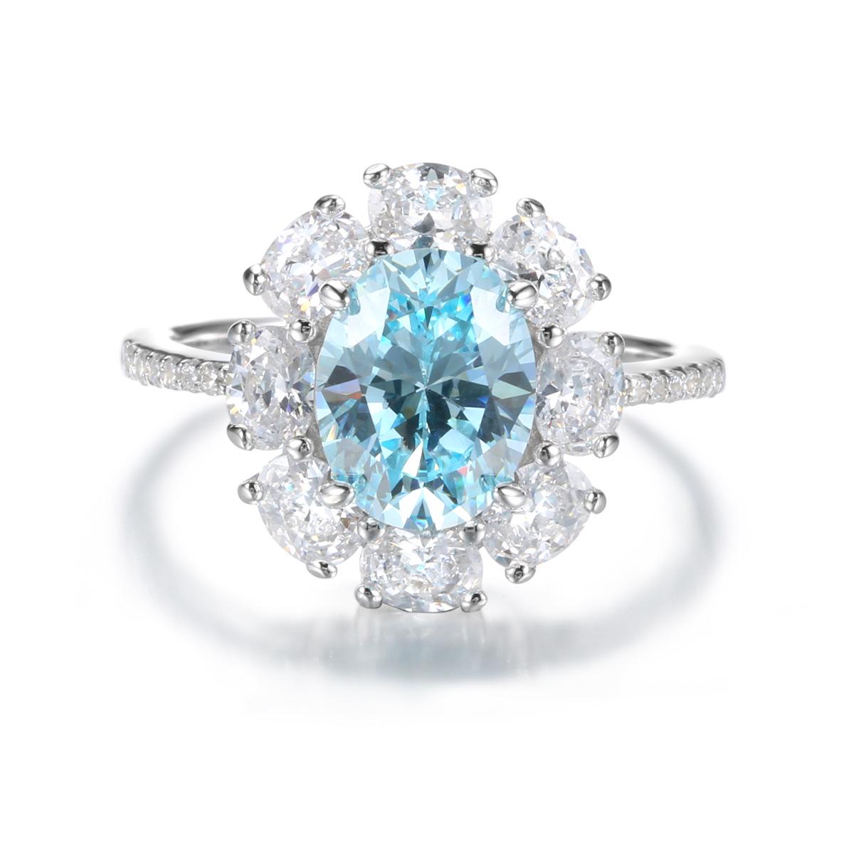 

Women s Fanta Color 3 Carat S925 Sterling Silver Floral Diamond Ring Size 5