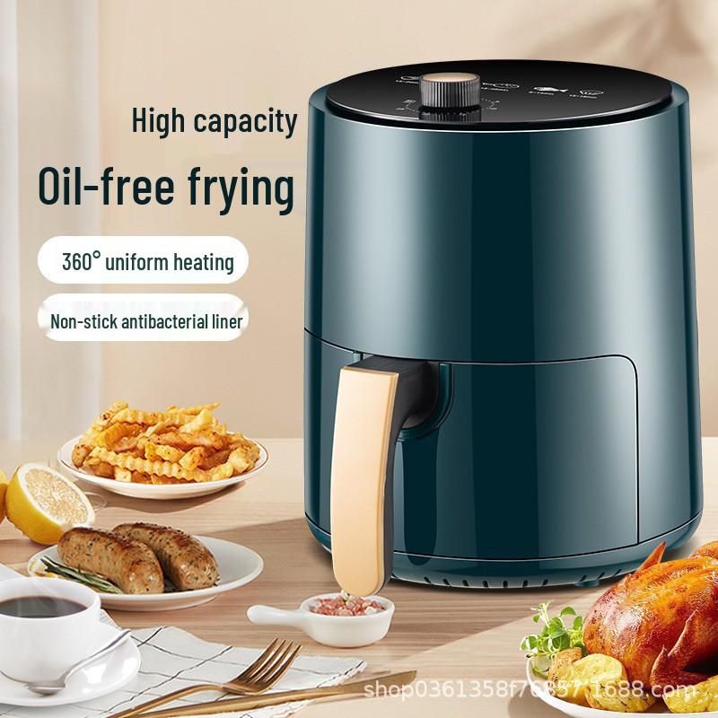 

2025 Best-Selling Camel Air Fryer: Multi-functional Visual Electric Oven & Automatic No-Flip French Fry Maker Green 4L