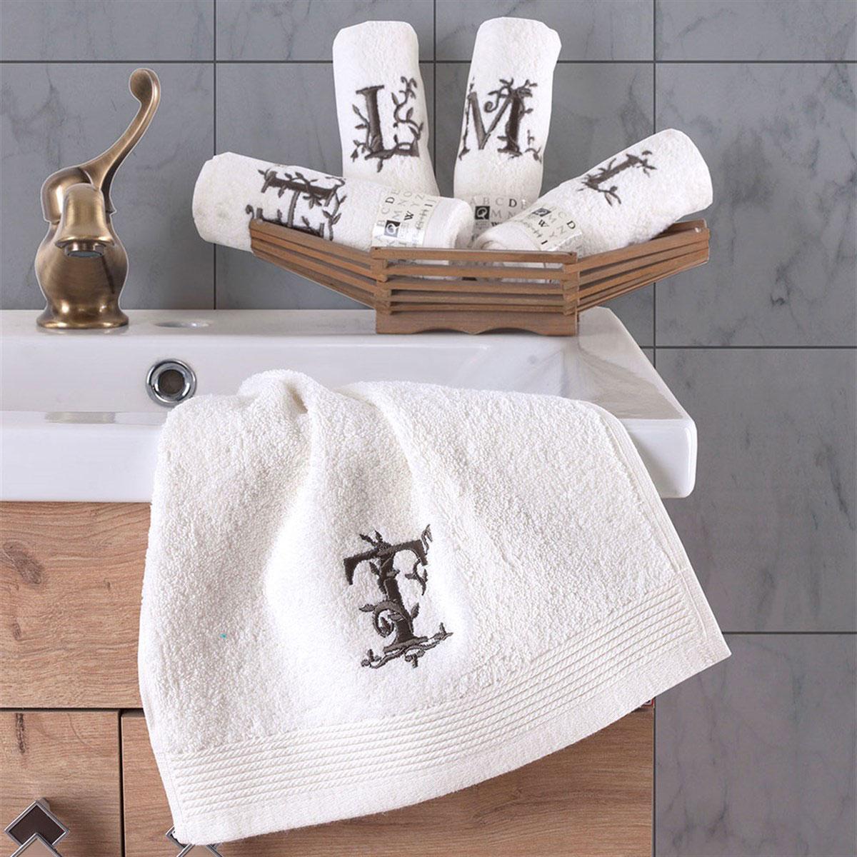 

Kitchen and Bathroom Letter Embroidered Hand Towel, 100% Cotton, Soft, Non-Fading, Vibrant Colour Highly Absorbent 30x50 Cm 30x50cm вершковий