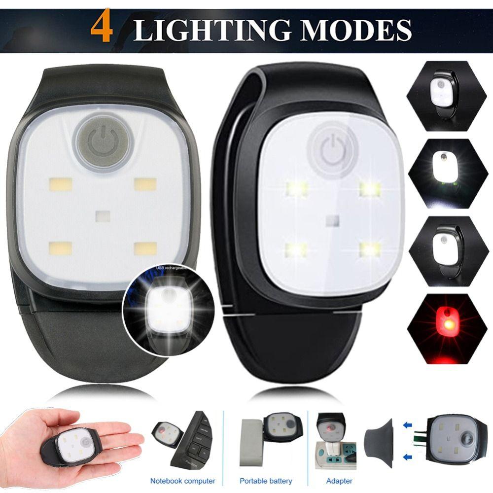 4 Lighting Modes Clip on Lamp for Cap USB Rechargeable Safety Warning Light  Emergency Use