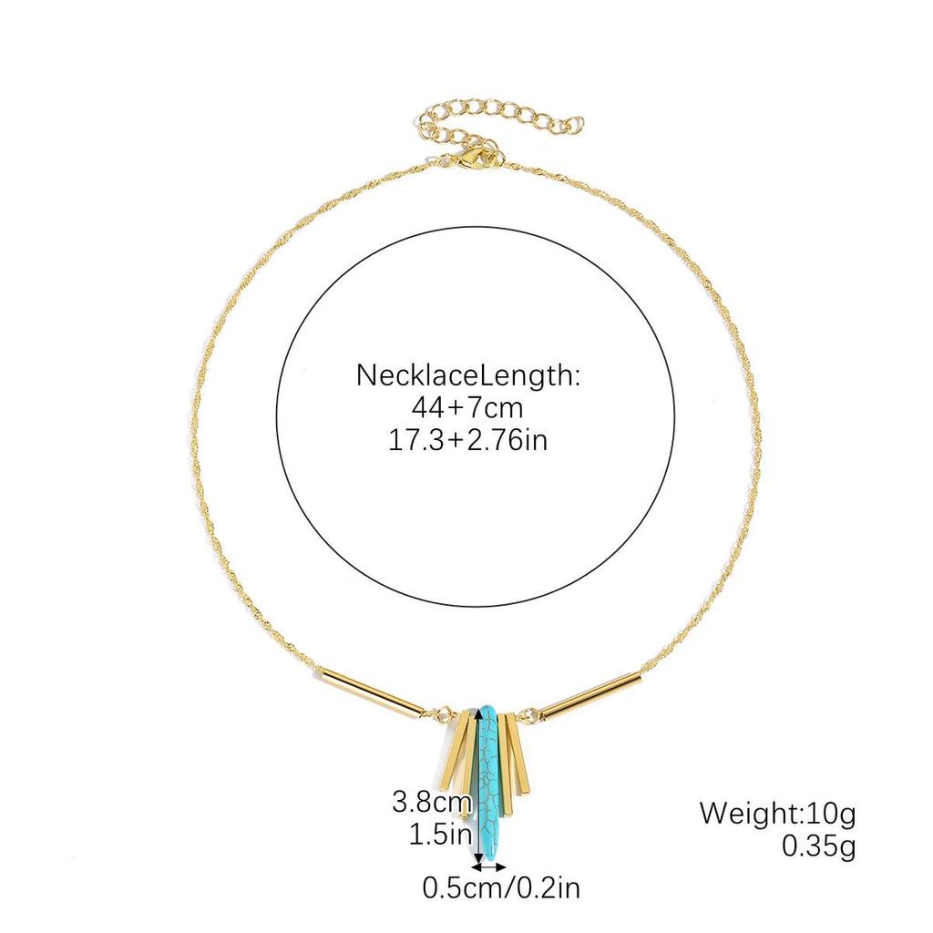 Bohemian Style Green Turquoise Pendant Necklace - High-End Natural Stone Jewelry