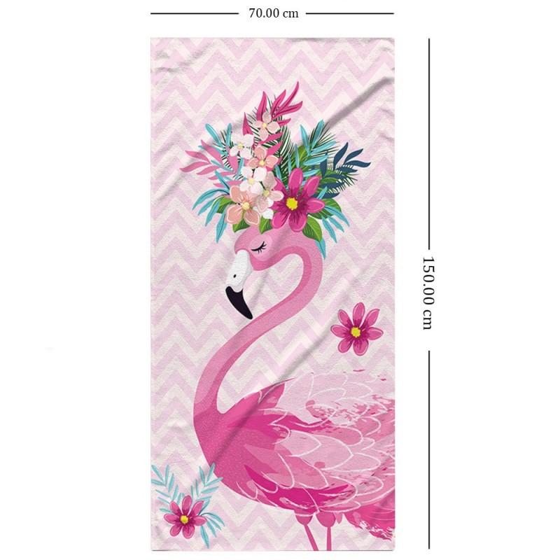 Ręcznik Plażowy Flaming Kwiaty 150X70 Cm Kąpielowy Dla Dzieci Basen
