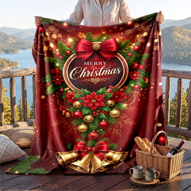 Christmas Flannel Throw Blanket Soft Warm Cozy For Sofa Bed Indoor Home Use Great Holiday Gift