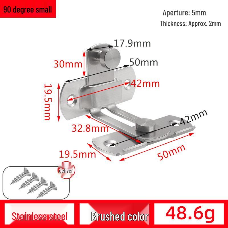 90° Anti-Theft Bathroom Sliding Door Latch Clasp with Old-Fashioned Hinge Bolt