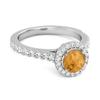 Citrine Round Halo Accents Ring- 925 Sterling Silver