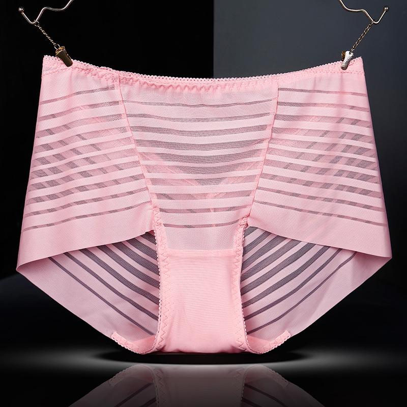 Sexy Lace Mesh Transparent Panties High Waist Women Fashion Briefs Cotton Crotch Plus Size 100kg Boyshorts Ladies Underwear