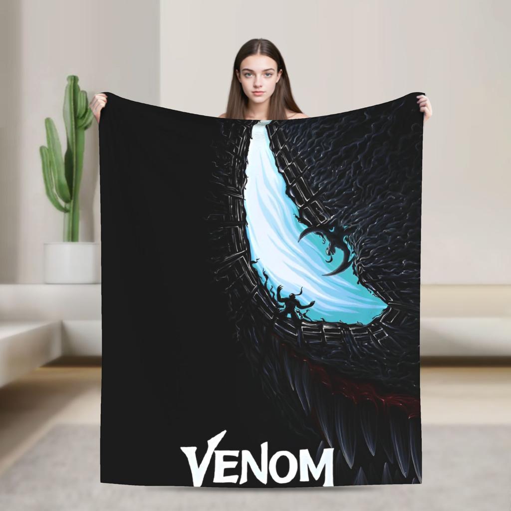 Venom cartoon Blanket Travel Office Flannel Throw Blanket For Couch Chair Sofa Bed Soft Design Quality Bedspread Gift
