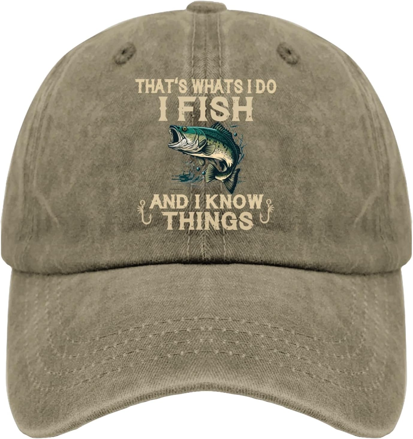 Thats What I Do I Fish And I Know Things Graphic Trucker Hat Distressed Casual Baseball Cap for Adults One Size