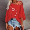 Cotton Summer Loose Fit Printed T Shirt With Batwing Sleeves For Casual Wear