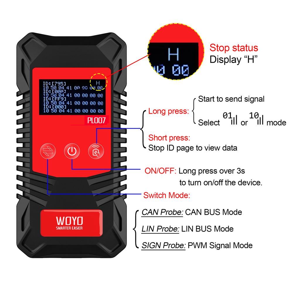 Digital CAN LIN BUS Tester Analyzer PWM Signal Detector with Wireless Receiver