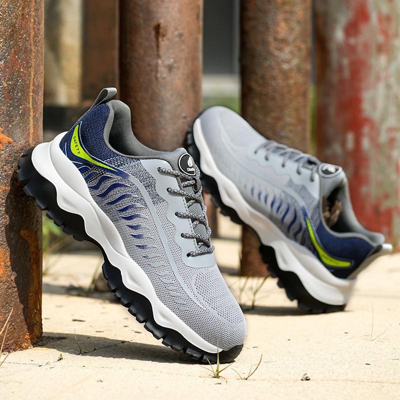 Lightweight Safety Shoes Men Work Shoes Steel Toe Cap Working Boots Sneakers Man Breathable Lace-Up Fashion Construction Shoes