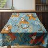 Vibrant Tiger Floral Dining Tablecloth Home Decor with Blue, Yellow, Orange Colors Trees Design 108x72in/274x183cm Fabric Table