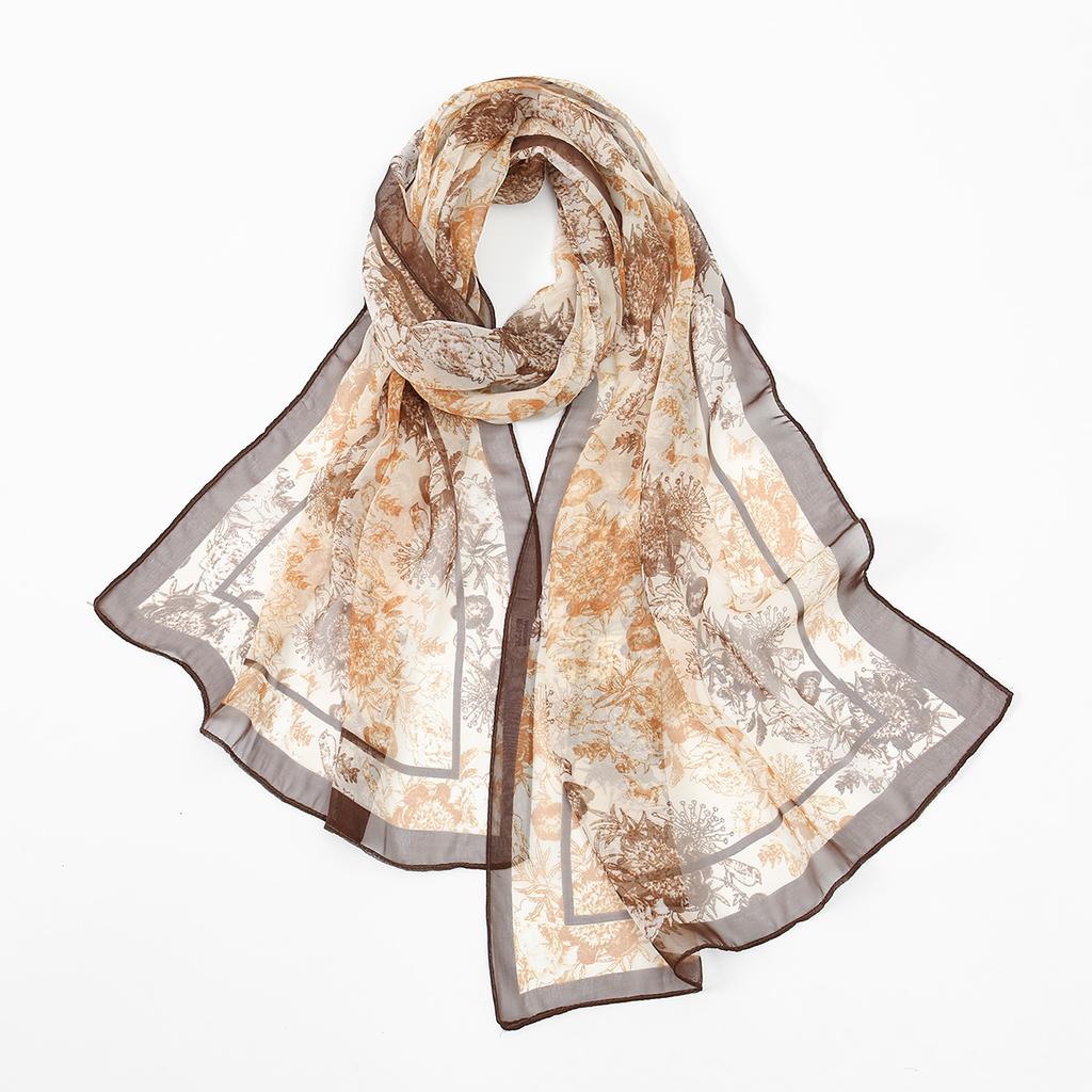 New Beauty Floral Printed Georgette Hijab For Women Thin Soft Scarf Shawl Wrap Middle East Summer Beach Sunscreen Thin Headscarf