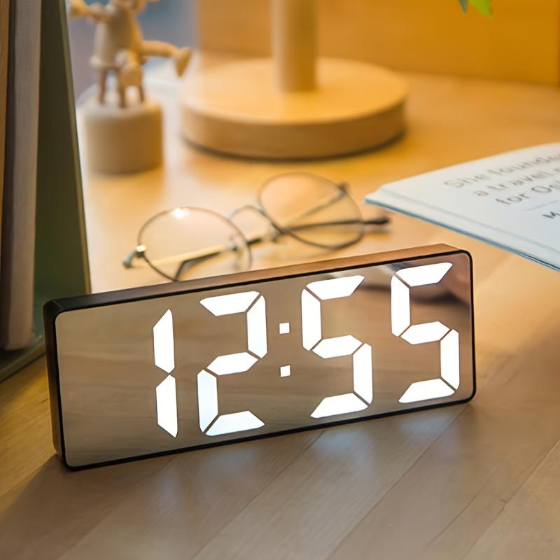 Ins Silent Night Light LED Digital Clock Minimalist Mirror Design for Desk