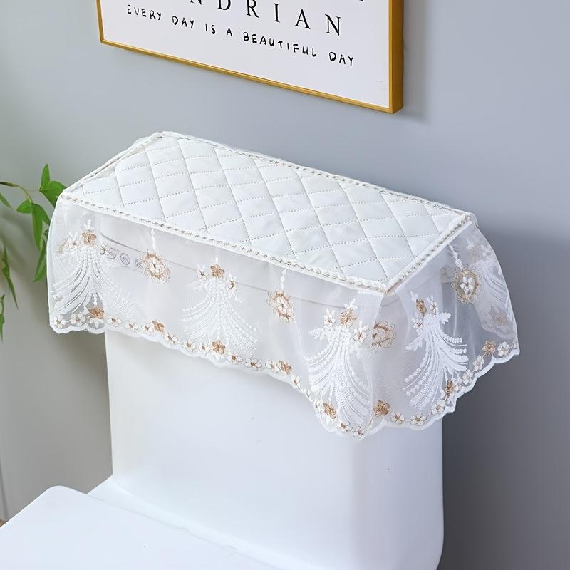 

Универсальная крышка бачка унитаза с декоративной кружевной отделкой - полиэстер из супертонкого волокна, декор для ванной комнаты, легкая установка, скрывает неприглядный бачок 1pc