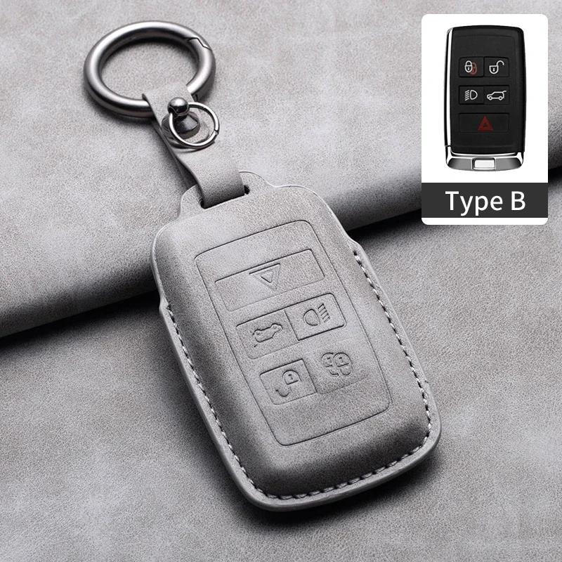Leather Car Remote Key Case Cover for Land Rover Range Rover Sport Evoque Freelander Velar Discovery for Jaguar XE XJ XF Guitar
