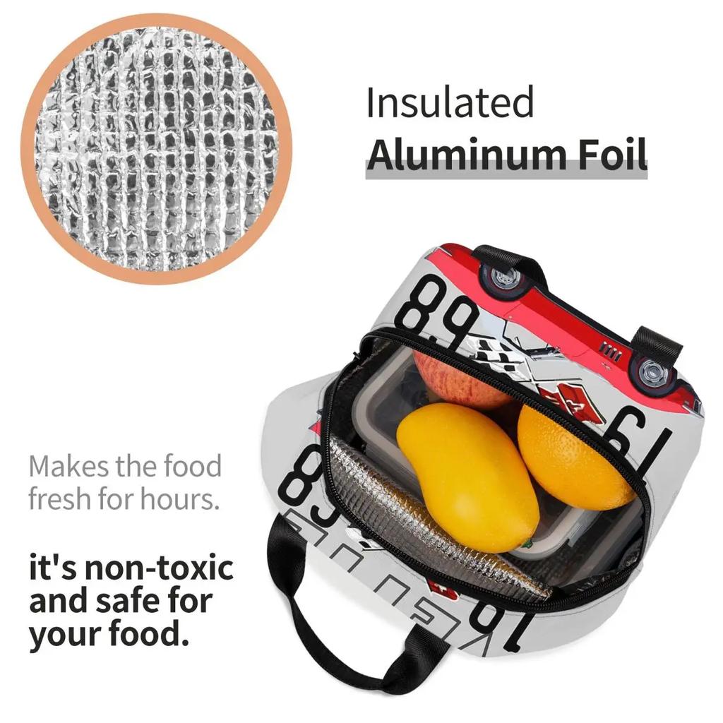 1968 Red Corvette C3 Convertible Classic Car Lunch Bags Insulated Bento Bo Picnic Bags Cooler Thermal Bag for Woman Girl School