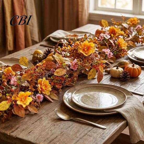 Flexible Wire Maple Branches Halloween Willow Vine Twig Garland, Yellow Artificial Branch Decor for Fireplace Mantle Hanging Wreath Wall, with Holes,