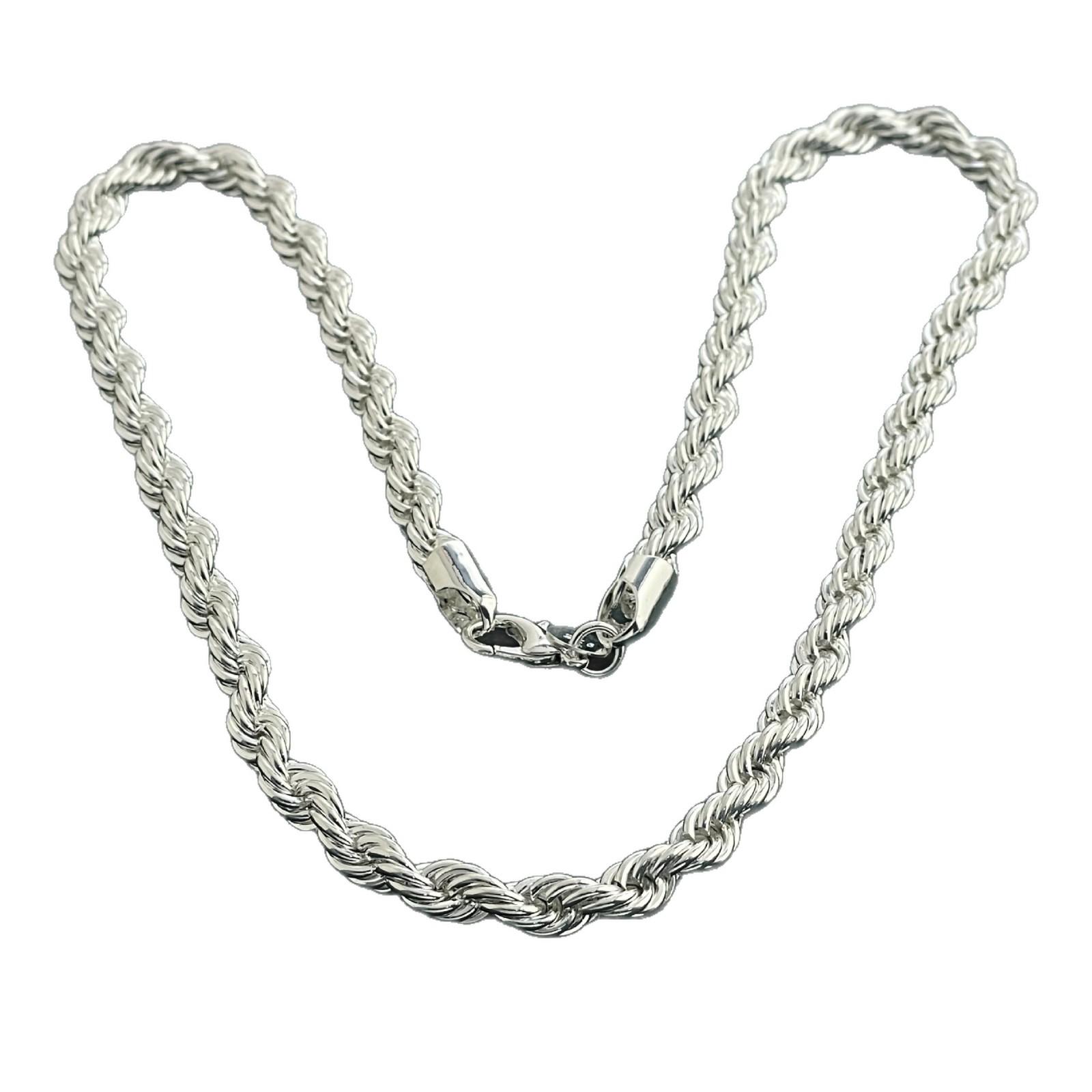 2026 Jewelry Copper Silver Plated 8MM Twisted Rope Twist Necklace 8MM*50CM