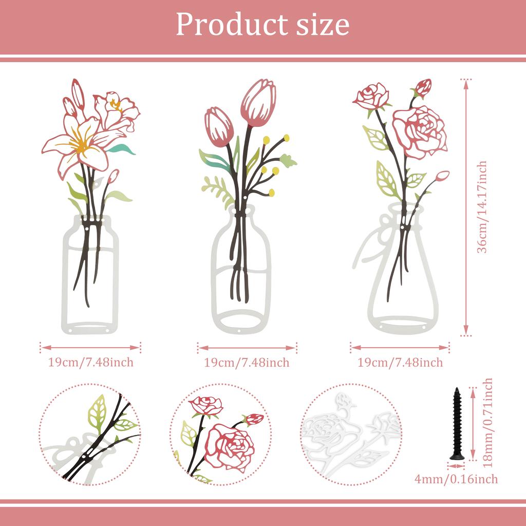 Metal Flowers Wall Decor Home Decor Metal Wall Art Decor Decorations for Living Room Porch Bedroom Decoration Christmas Gifts