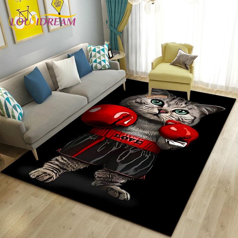 3D Cartoon Cute Cat Area Rug,Carpet Rug for Living Room Bedroom Sofa Doormat Kitchen Decoration,Kid Play Game Non-slip Floor Mat