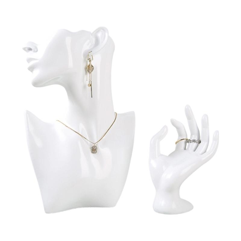 2Pcs Sturdy Resin Mannequin Bust Display Holder For Necklaces And Earrings белый