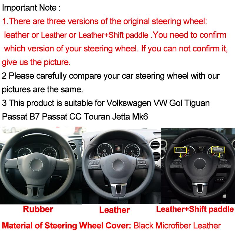 Sewing Car Steering Wheel Cover Volant Funda Volante For Volkswagen VW Gol Tiguan Passat B7 Passat CC Touran Jetta Mk6 Non-slip