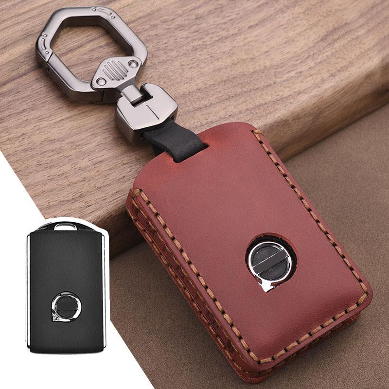 Leather Car Key Cover Case for Volvo S60 S90 XC40 XC60 XC90 V60 V90 Key Shell Protector Auto Accessory Ring Covers