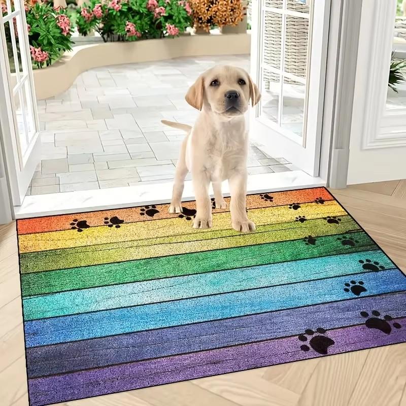 Cat Dog Paw Print Doormat Kitchen Rug Absorbent Floor Mat for Household Decor Welcome Entrance Door Mats Washable Home Carpets