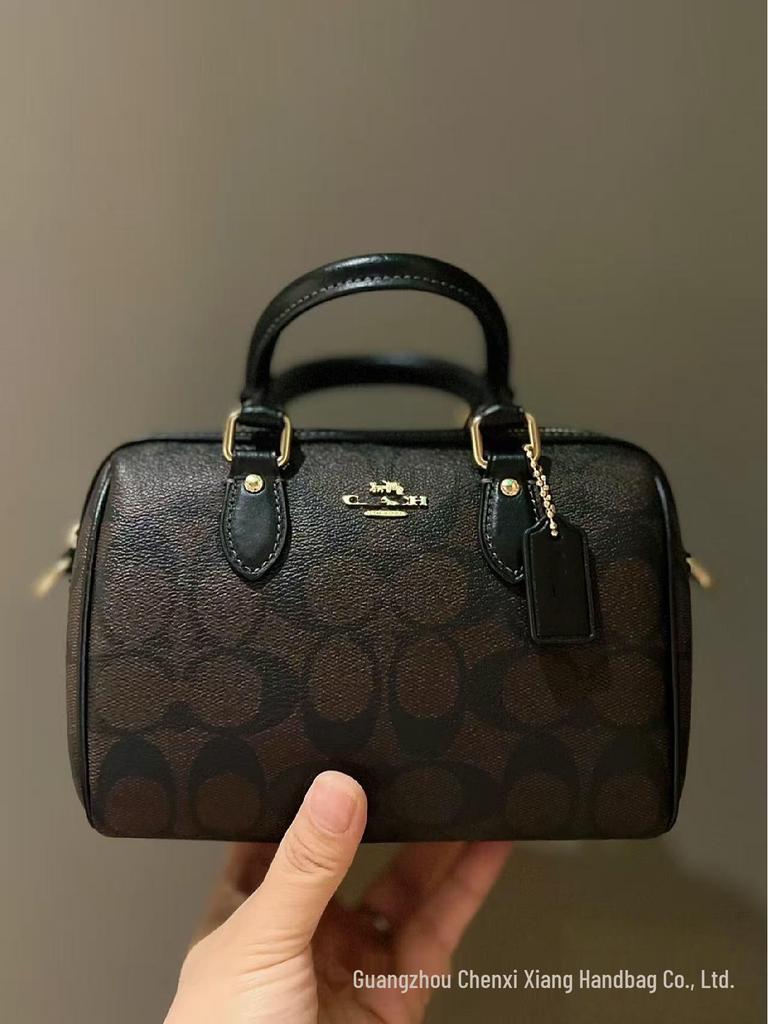 Coach Rowan Mini Boston Pillow Bag - Classic Monogram Handbag & Versatile Shoulder/Crossbody Women's Bag