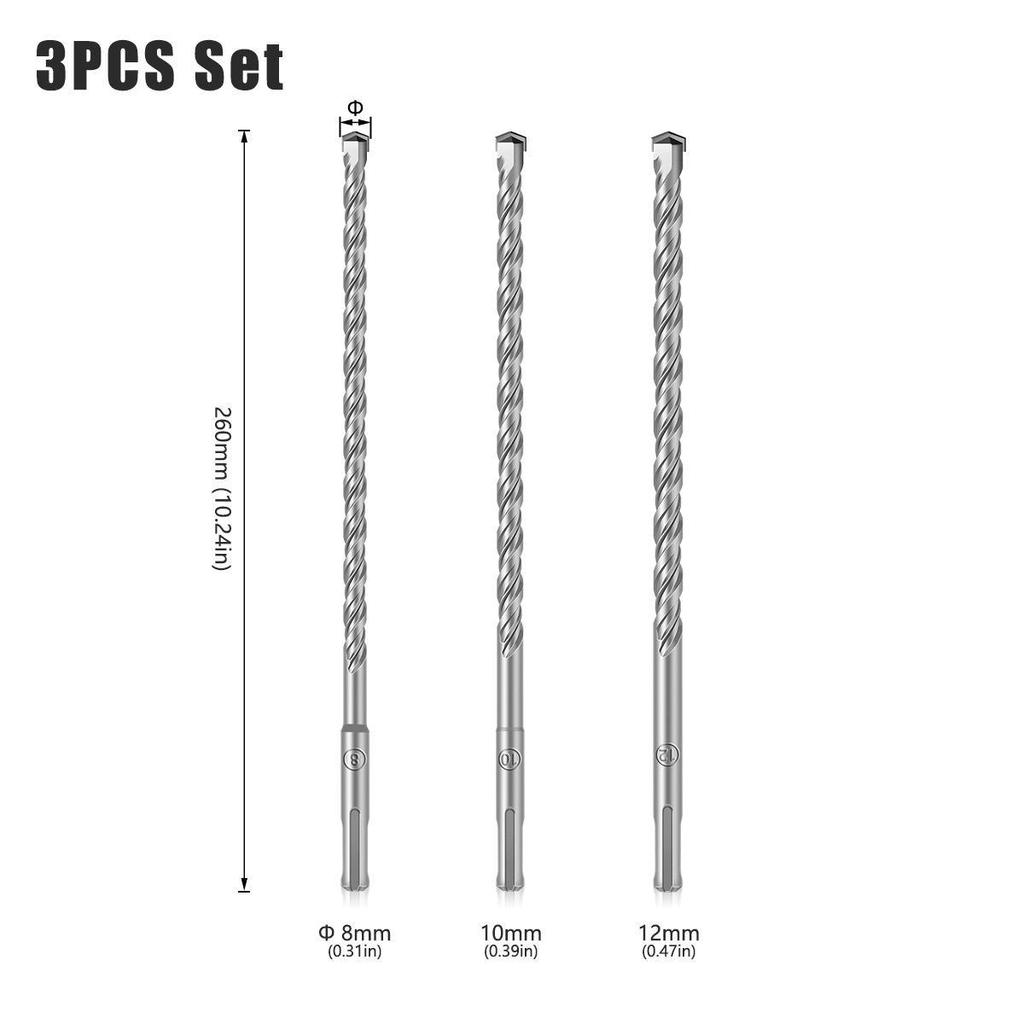 Chisel Drill Bit Set: Round Handle Sharp & Flat Masonry, Concrete, Electric Draft Steel Chisels