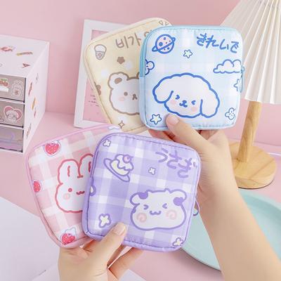 Korean Cute Bear Large Capacity Sanitary Napkin Storage Bags Girls Cartoon Physiological Period Tampon Organiser Bag Mini Bag 1Pcs