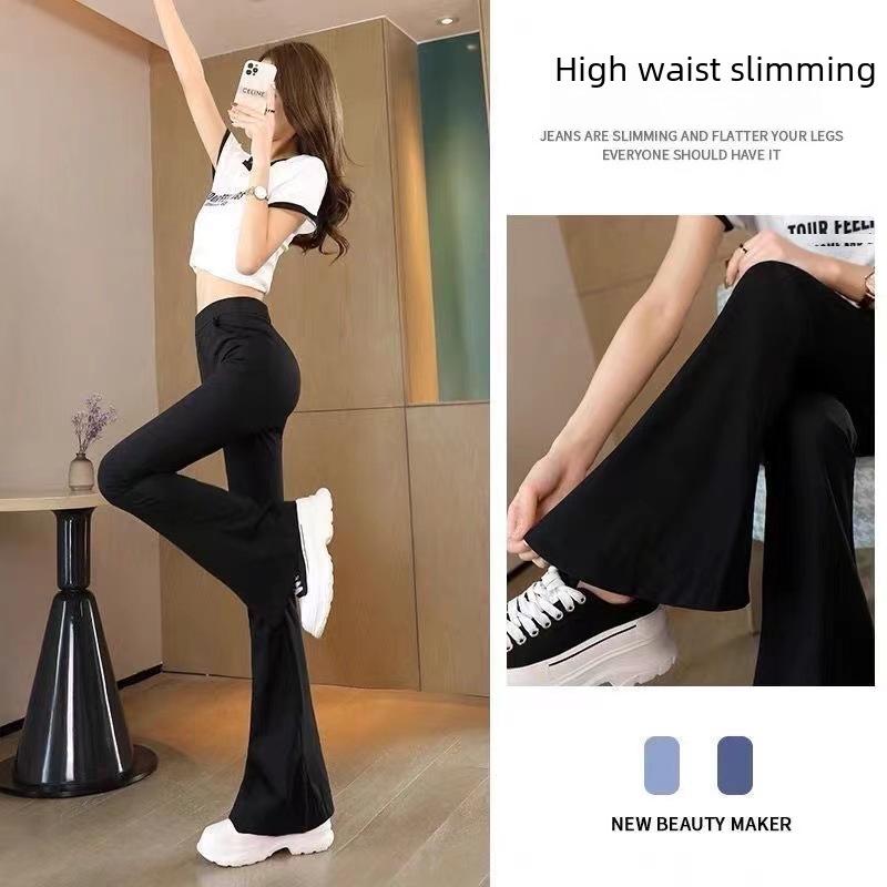 Women's High Waist Black Velvet Bell Bottom Leggings