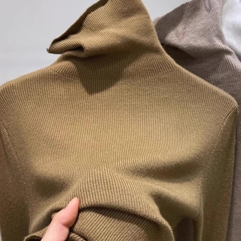 Höst Nya Polotröjor Dam Mode Långärmad Vintertröja Dam Elegant Slim Fit Bas Stickade Tröjor Toppar Kontorsdamer Tröjor 25731