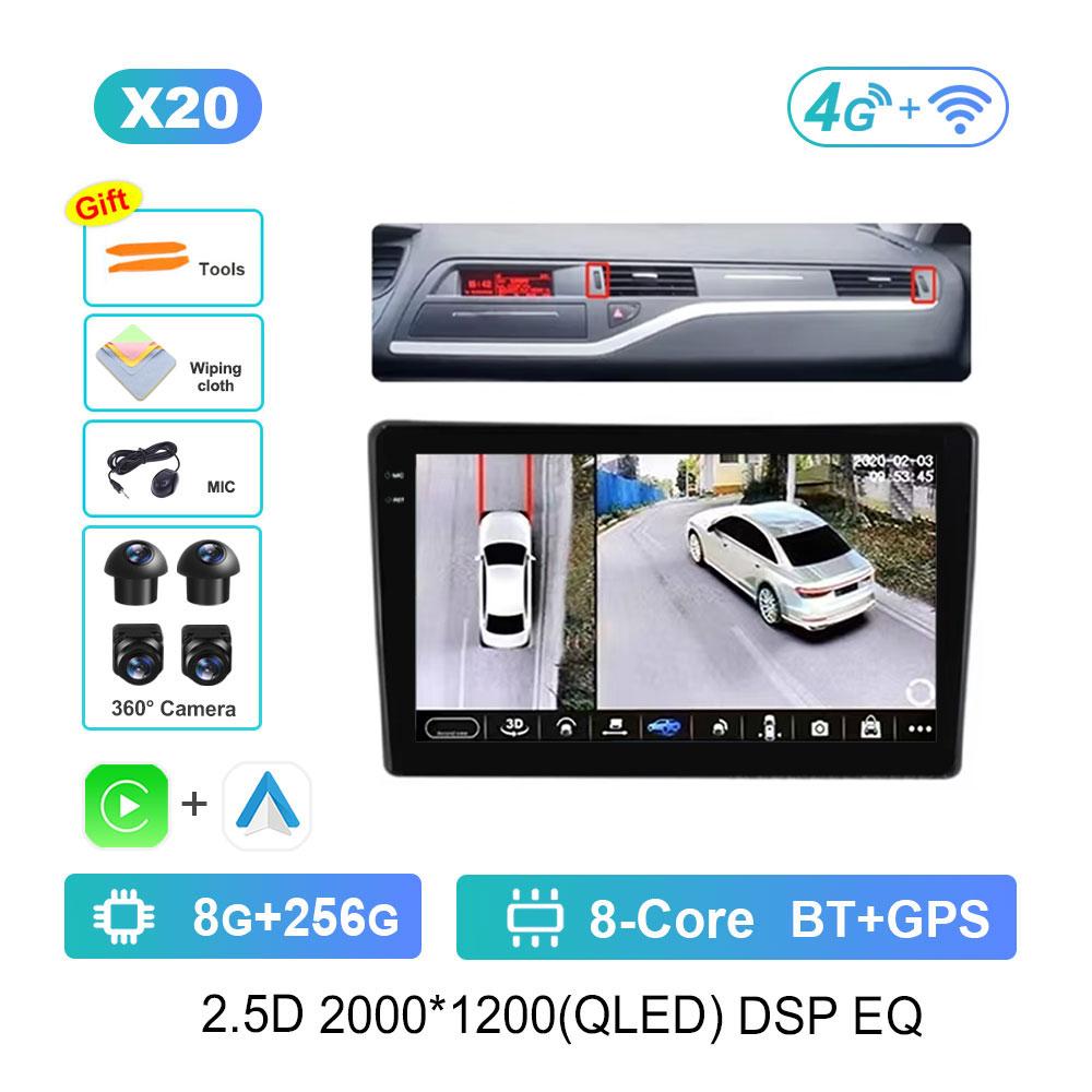 Car Radio Multimedia Player Android 14 for Citroen C5 2008 2009 2010 - 2017 DSP Stereo WiFi GPS Navi 4G Bluetooth Split Screen