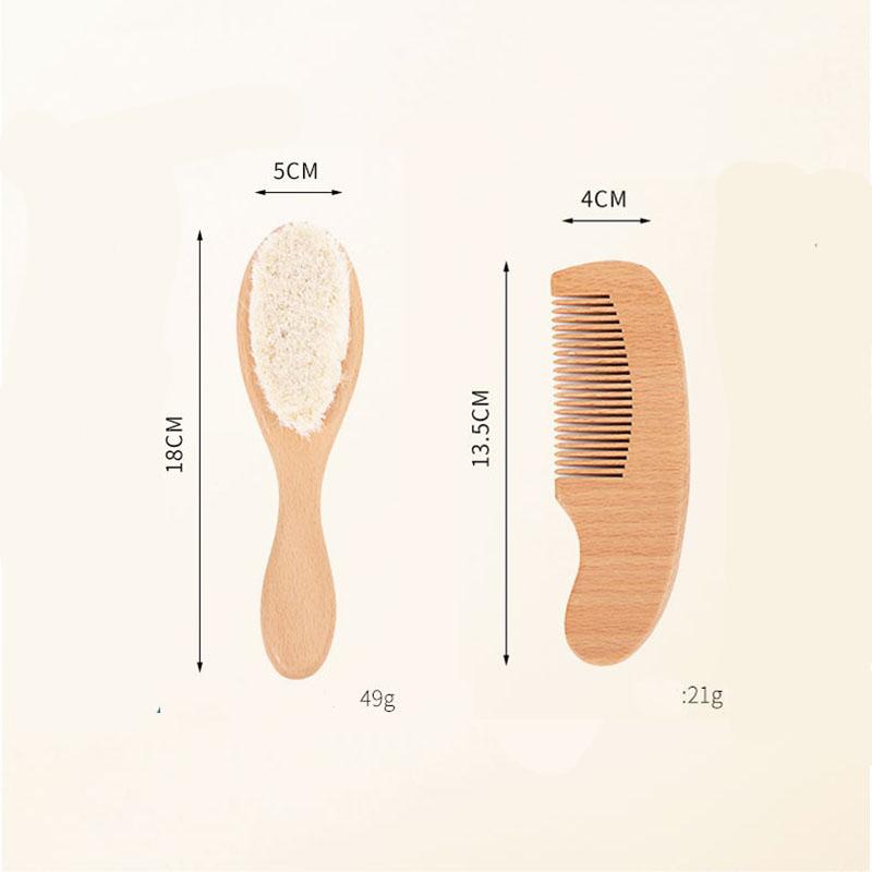 New Pattern 2pcs Baby Care Beech Wool Brush Bath Brush Massage Smooth Hair Massage Beech Flat Comb Baby Cleaning Products