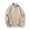 New Casual Solid Color Waffle Half-zip Pocket Long-sleeved Stand Collar Men's Sweatshirt
