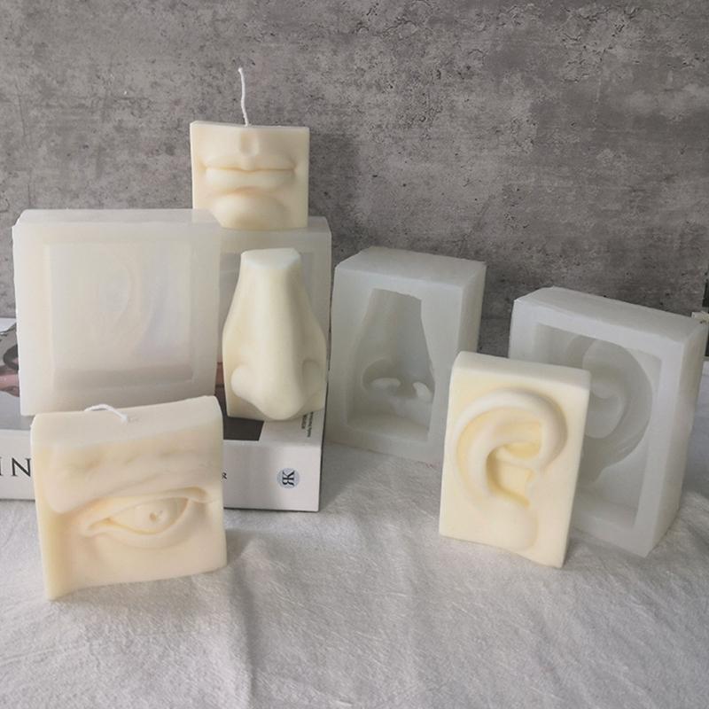 3D DIY Mould Ear Mouth Eye Nose Professional Candle Mold Silicone Flexible Plaster Wax Soap Making Craft Decorating Tool