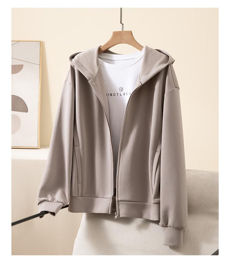 Air Layer Japanese and Korean Style Light Luxury Simple Solid Color Hooded Jacket