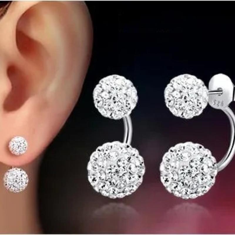 Promotion 925 Sterling Silver Fashion U Bend Shiny Shambhala Ball Ladies Stud Earrings Jewelry Free Wholesale Gifts