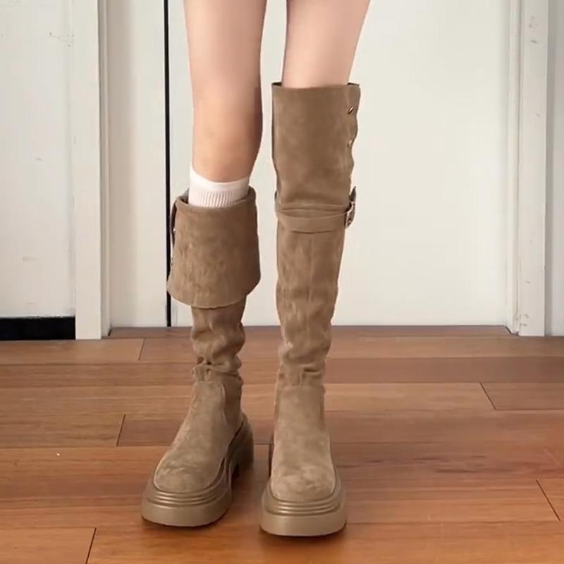 Long knee boots popular Maillard style thick legs two wear high boots
