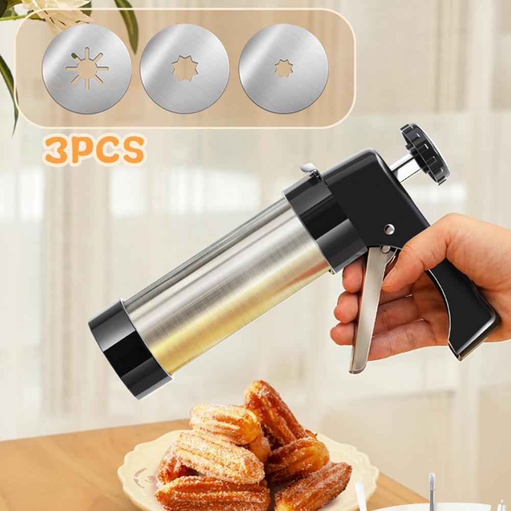 Maker Machine Machine for Sauces Stainless Steel Churro Maker Machine Kit with Piping Tips Bag Brush Easy to Fill Fritters