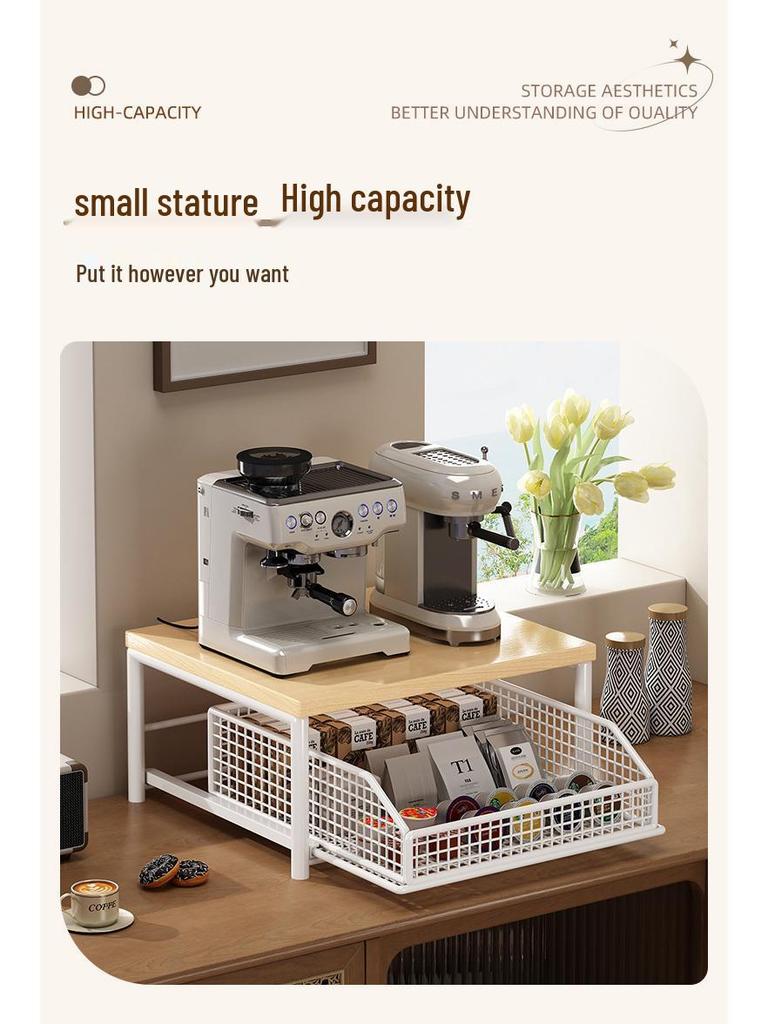 Kaffeemaschinen-Sideboard mit Aufbewahrung für Teebeutel, Brot, Snacks, Desserts, Kaffeekapseln und Tassen