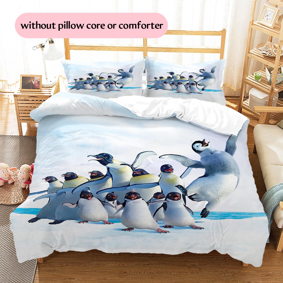 

Happy Feet Pattern Bedding Home Decoration Birthday & Festival Gift (1 * duvet cover + 2 * pillowcase, without core) 135x200cm