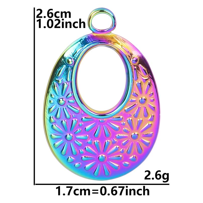 Personality Rainbow Irregular Round Heart Oval Stainless Steel Charm For Jewelry Making Bulk Supplies DIY Simple Earring Pendant