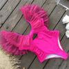 2024 New Ruffle Swimwear Women V Neck One Piece Swimsuit Summer Halter Beachwear Sexy Bathing Suit Vintage Swimwear Monokini Fem