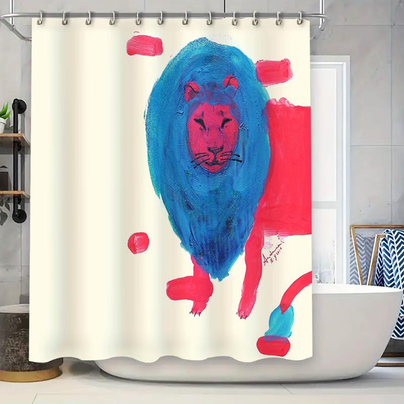 Шторка для душа Лев Дикое Животное Декор для ванной Комнаты Природа Лес Вкладыш для душа Водонепроницаемый Домашний Декор 90x180cm