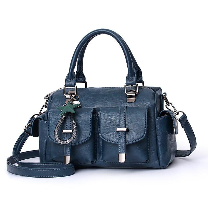 Trendy Bucket Style Shoulder Bag For Women Spacious Casual Pu Handbag With Chains