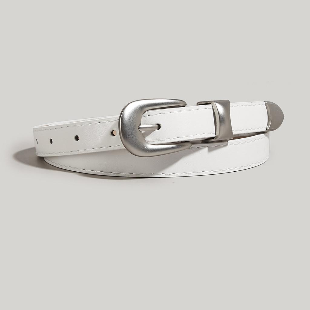 Classic Faux Leather Waist Belt For Women With Silver Alloy Buckle For Everyday Style